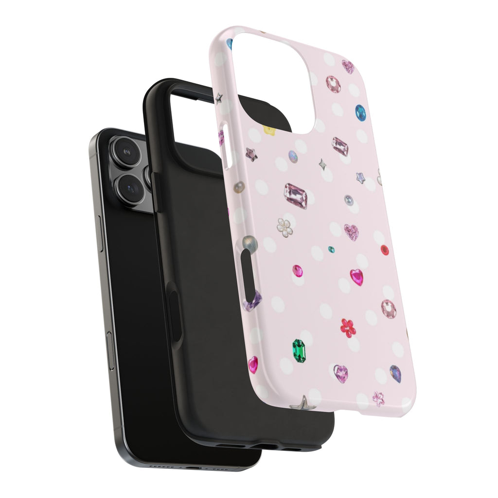 PINK POLKA DOT GEMS PHONE CASE