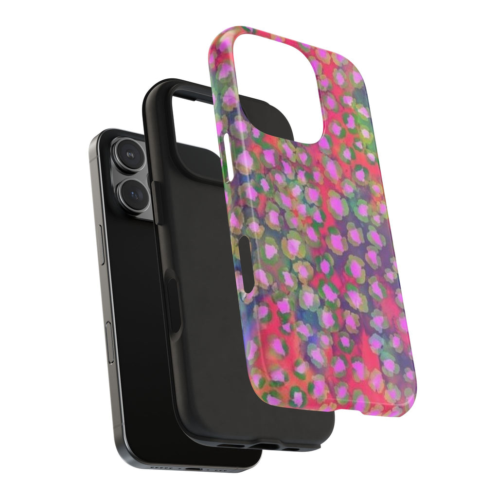 RED PINK WHIMSY CHEETAH SPOTS PHONE CASE