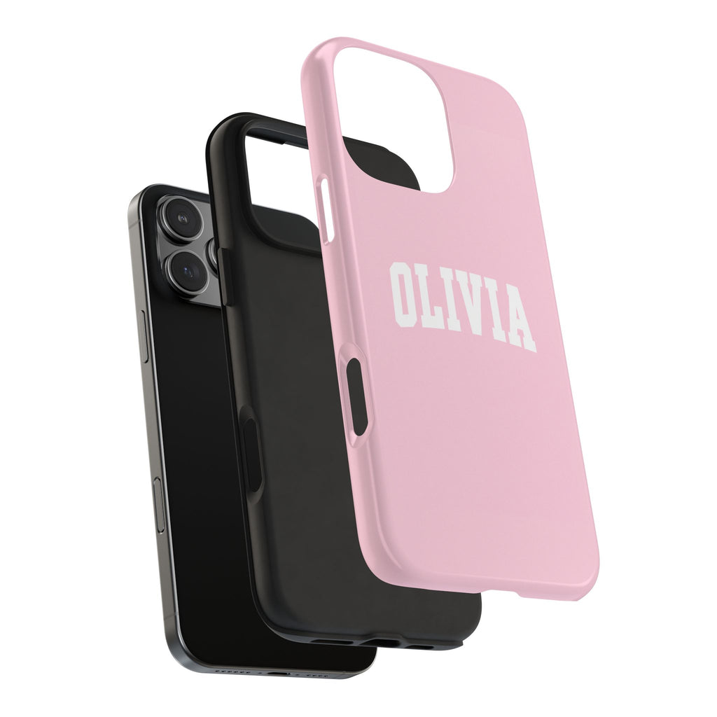PERSONALIZED NAME CUSTOM BABY PINK VARSITY PHONE CASE