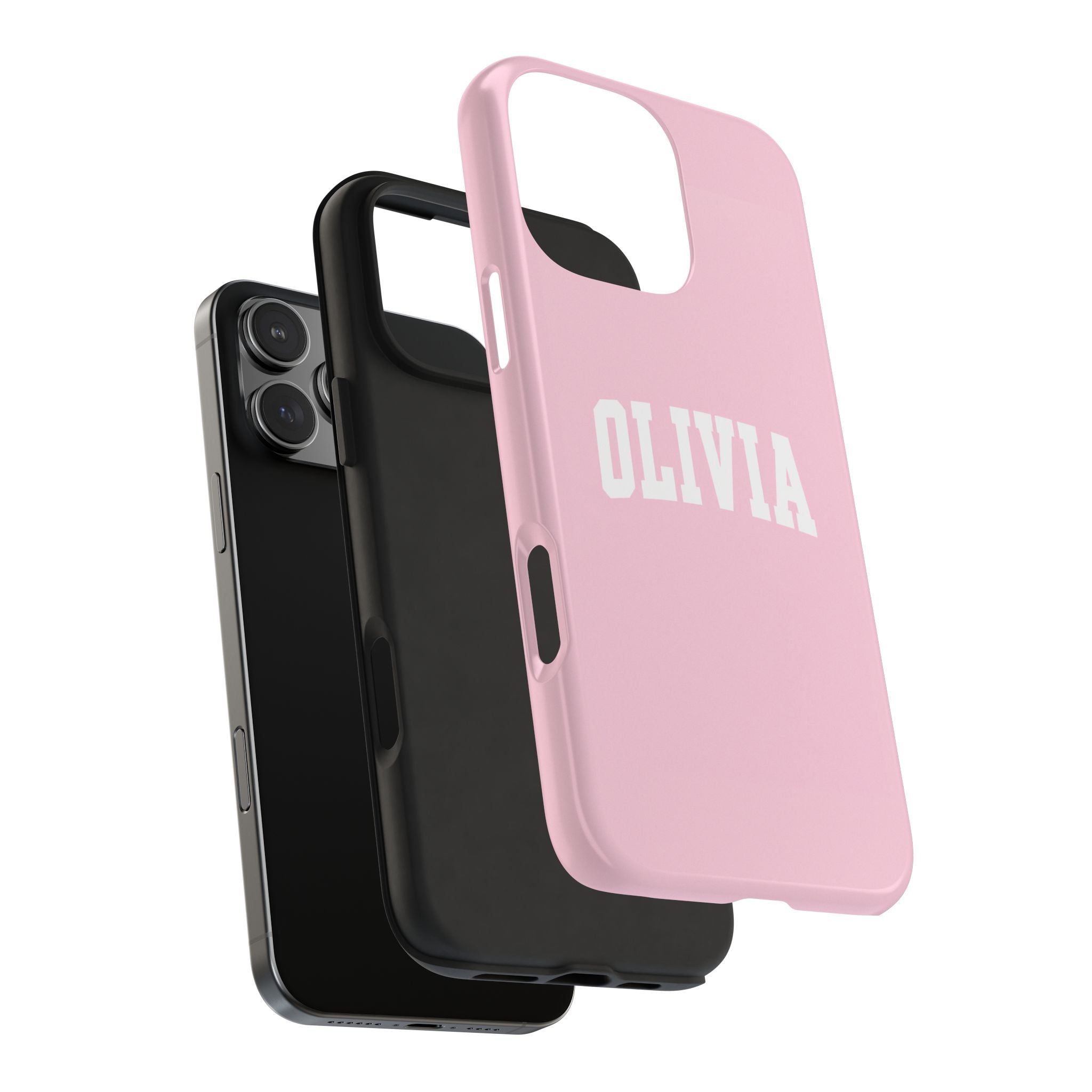 PERSONALIZED NAME CUSTOM BABY PINK VARSITY PHONE CASE