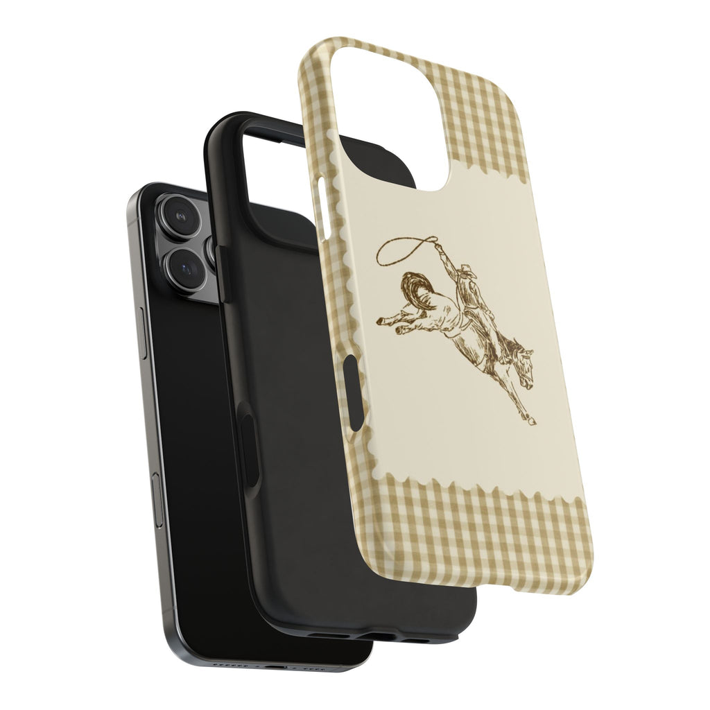 COUNTRY BROWN GINGHAM COWBOY PHONE CASE