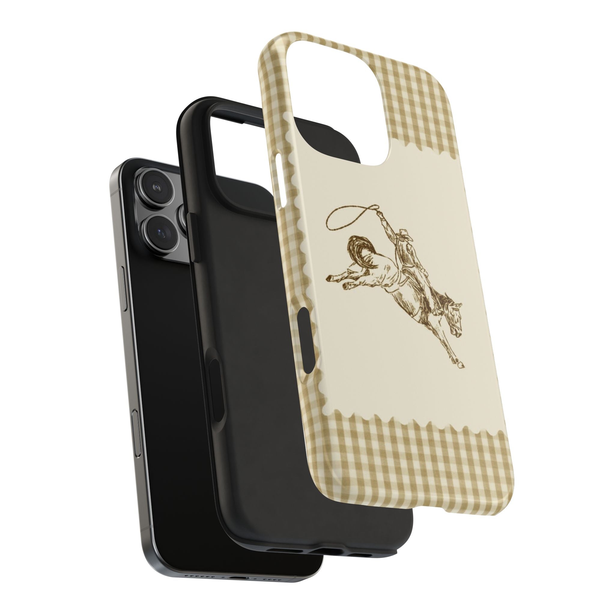 COUNTRY BROWN GINGHAM COWBOY PHONE CASE