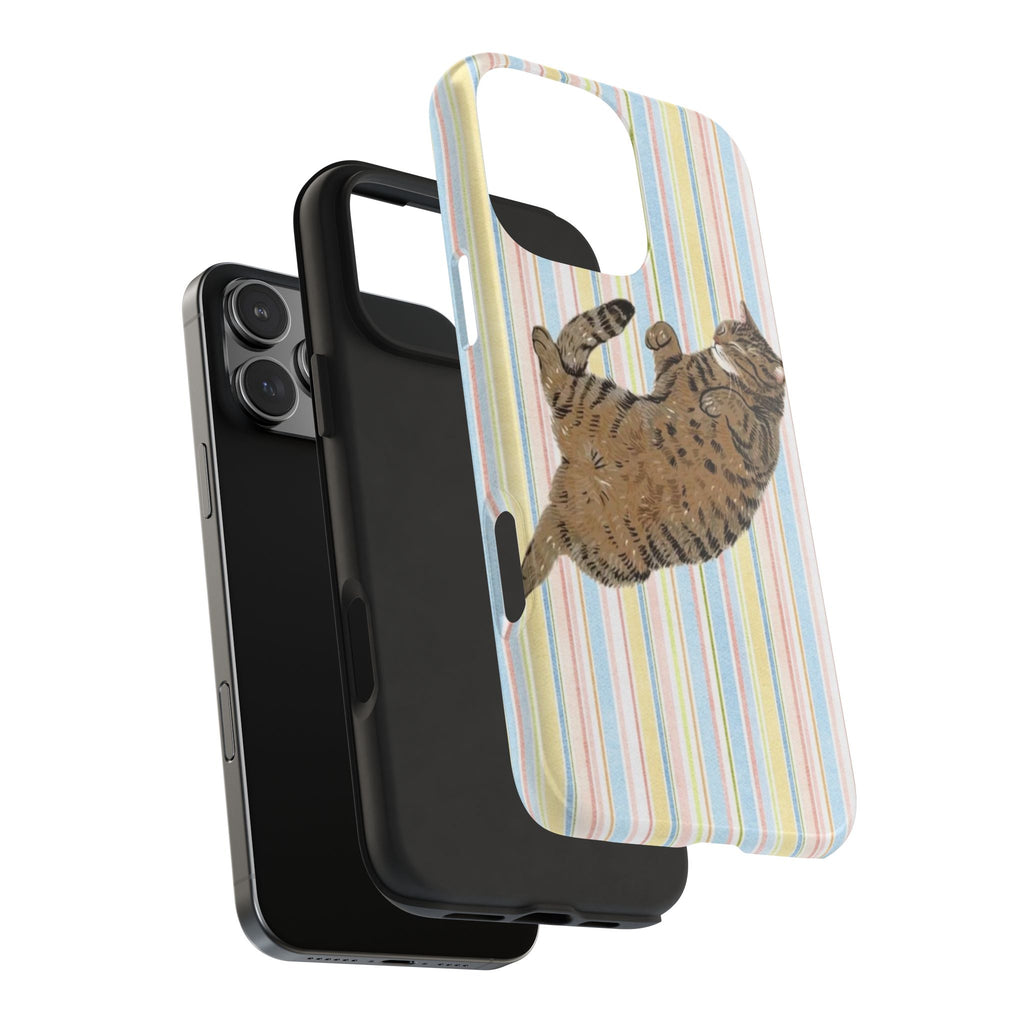 SUMMER BLUE STRIPES CAT PHONE CASE