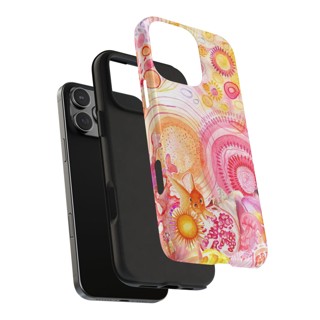 YELLOW & PINK WHIMSY LAGOON PHONE CASE