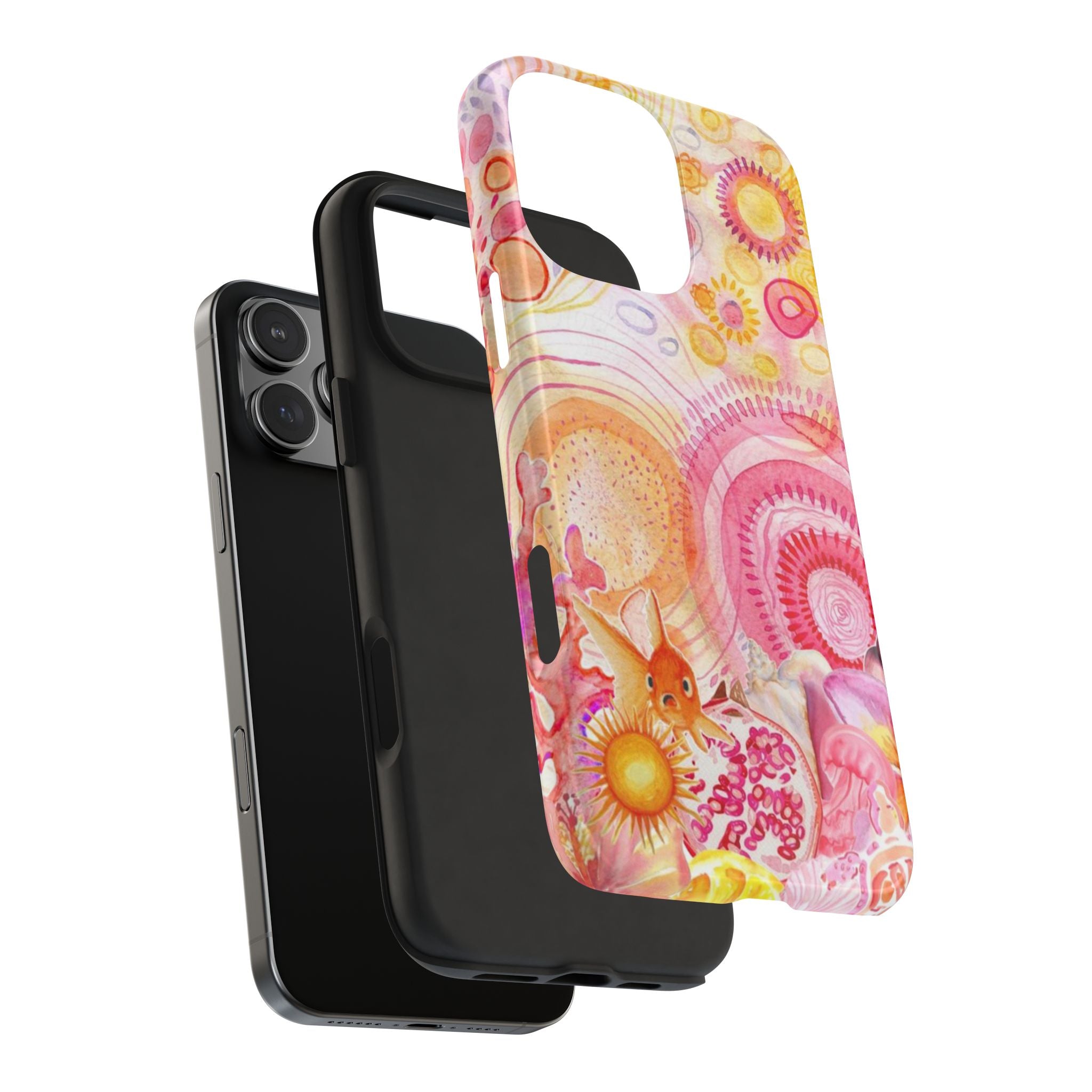 YELLOW & PINK WHIMSY LAGOON PHONE CASE
