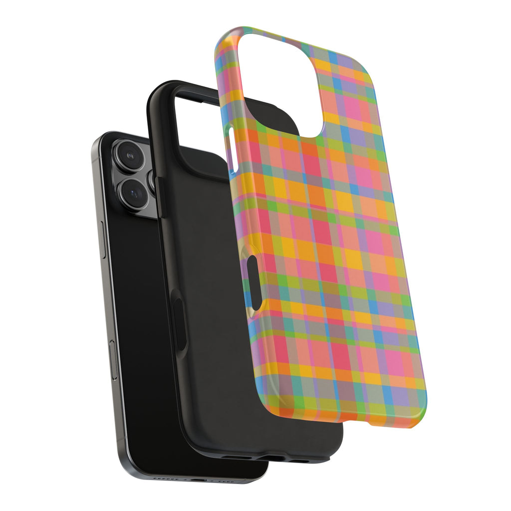 ORANGE SUNSET PLAID PHONE CASE