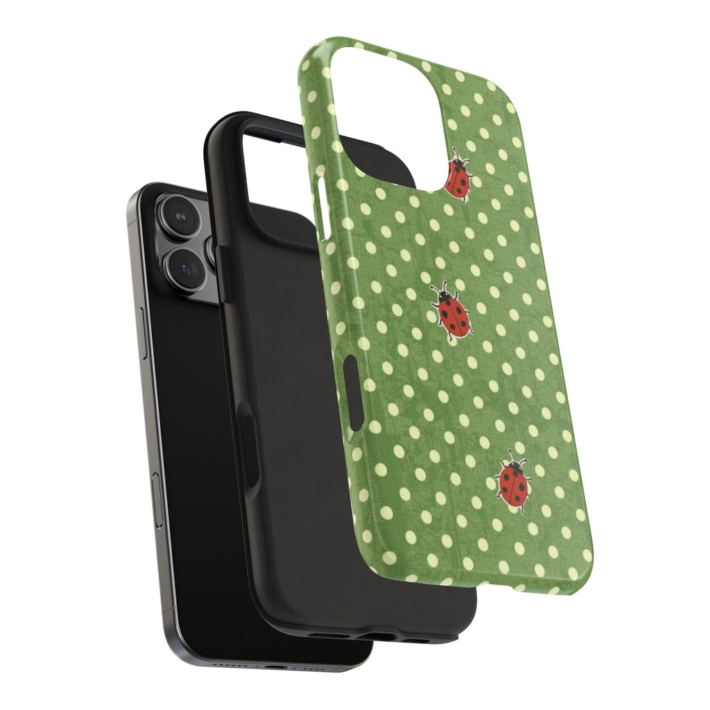 GREEN POLKA DOTS LADYBUGS PHONE CASE