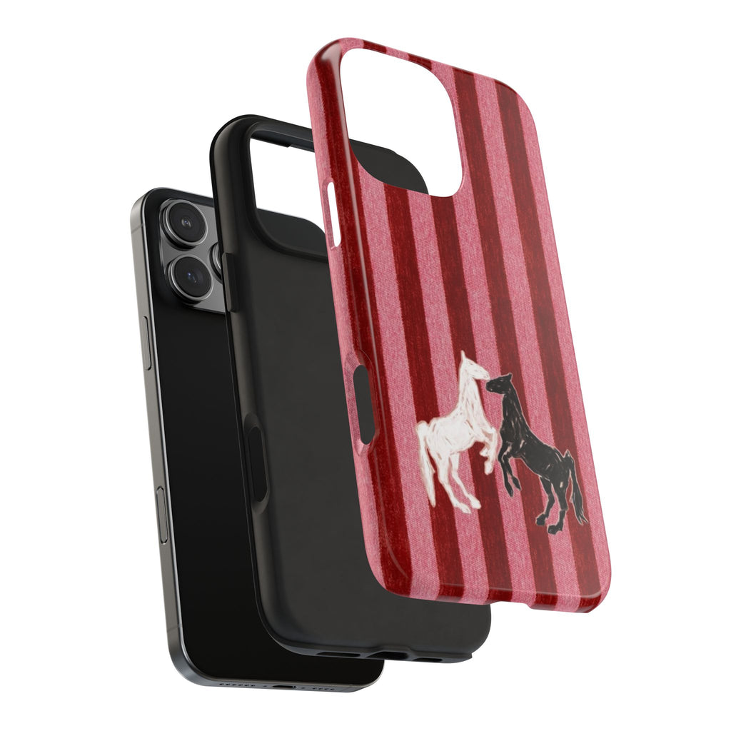 LOVE AT FIRST RANCH PINK STRIPES HORSES PHONE CASE