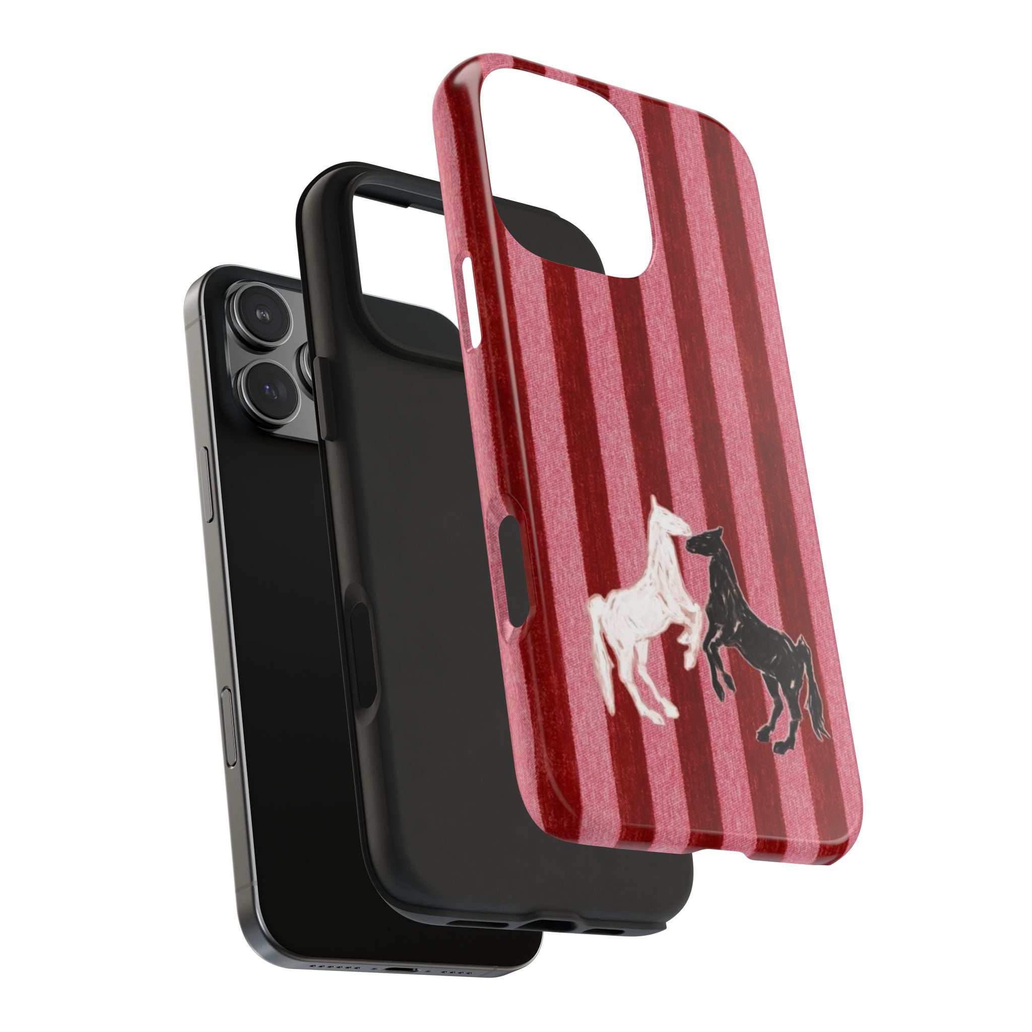 LOVE AT FIRST RANCH PINK STRIPES HORSES PHONE CASE