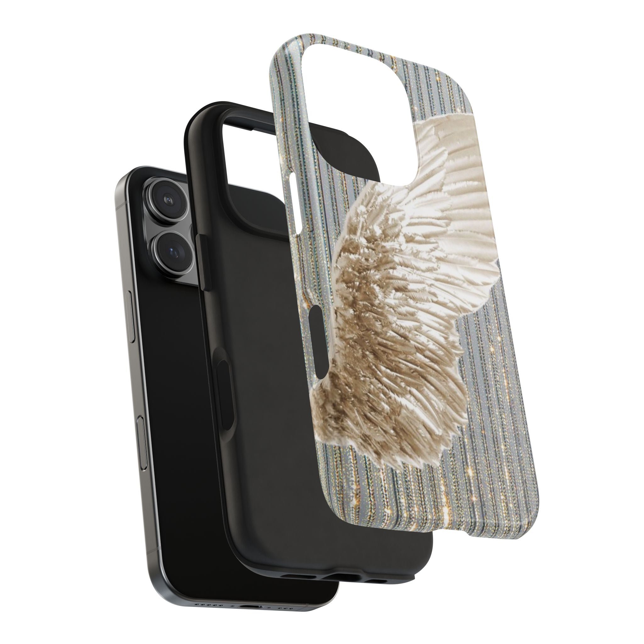 SILVER SEQUIN ANGEL WING PHONE CASE