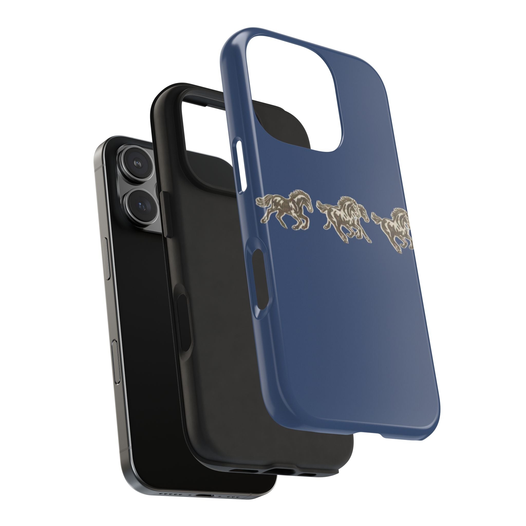 BLUE WESTERN HORSES PHONE CASE