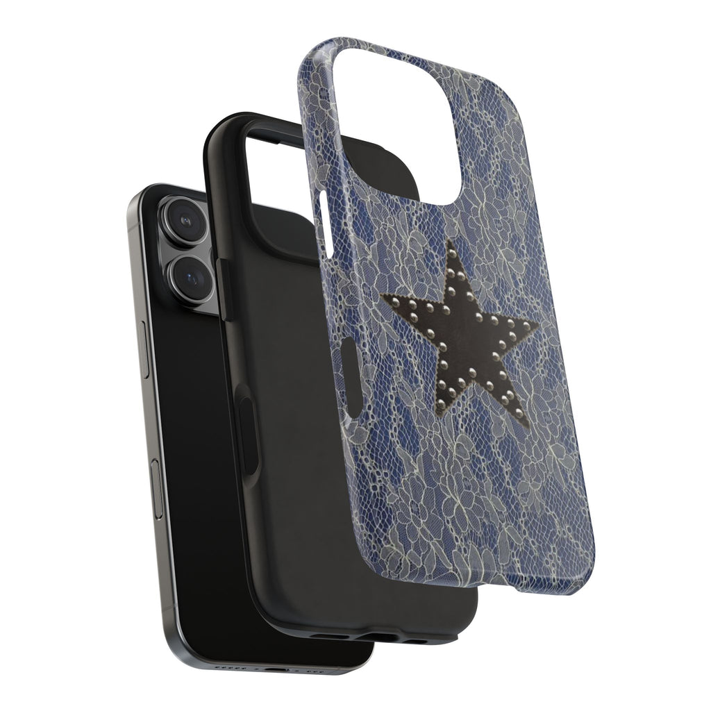 NAVY BLUE LACE STAR PHONE CASE