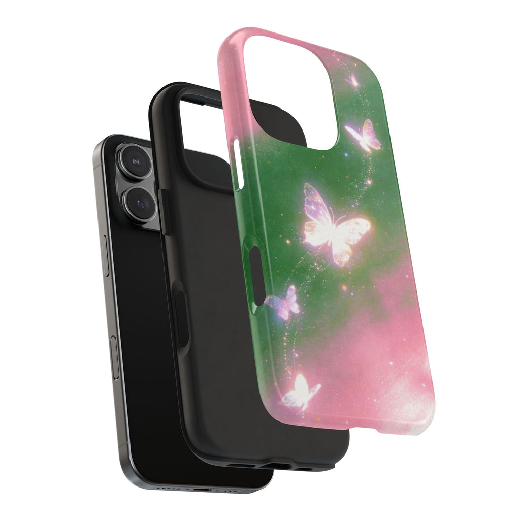 PINK & GREEN WHIMSY BUTTERFLIES PHONE CASE