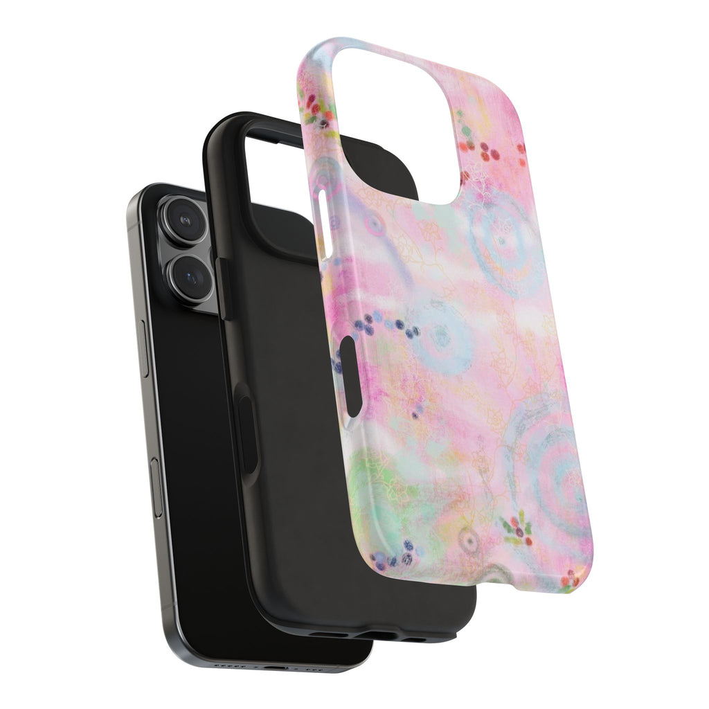 LIGHT PINK TIE-DYE FLORAL PHONE CASE
