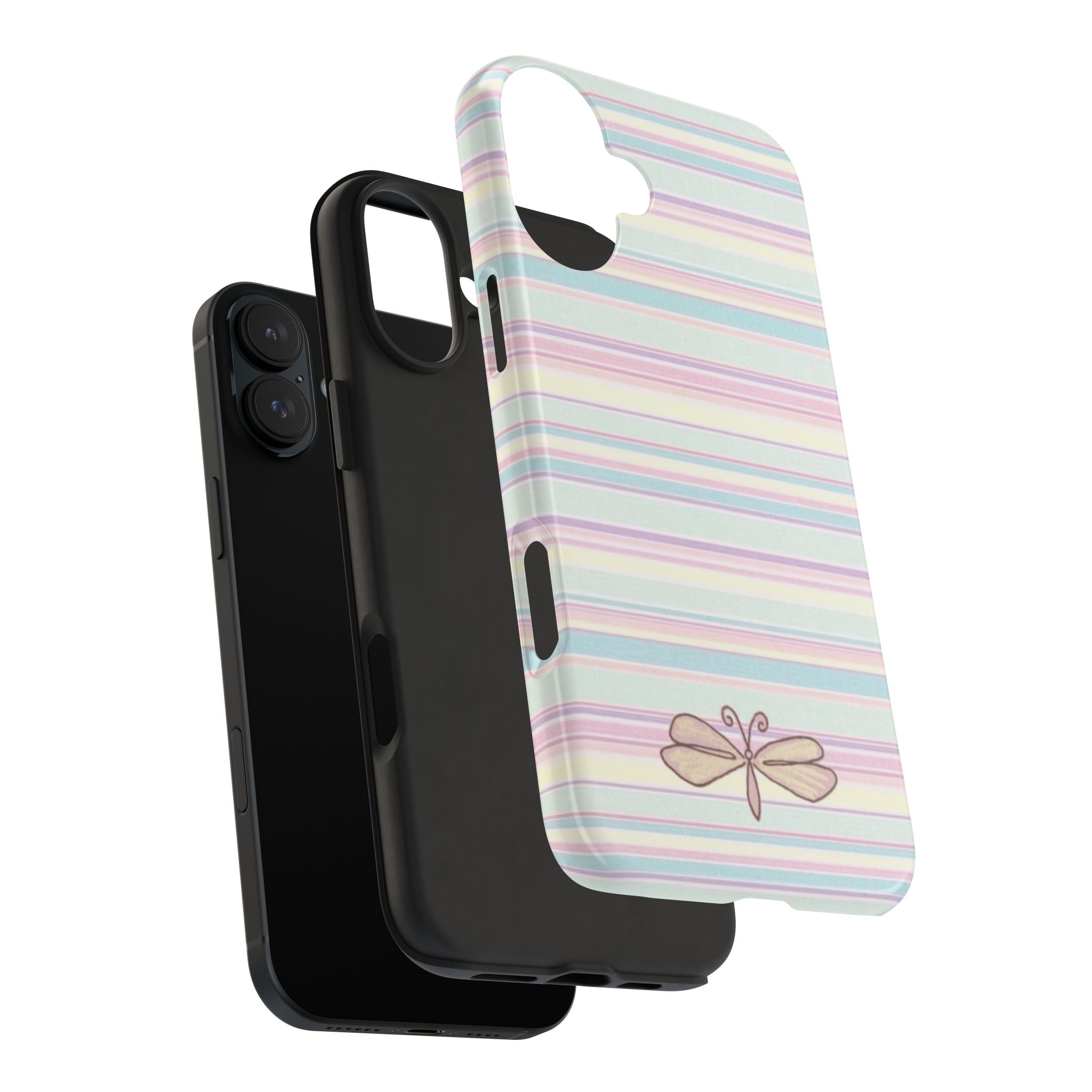 PASTEL STRIPES DRAGONFLY PHONE CASE
