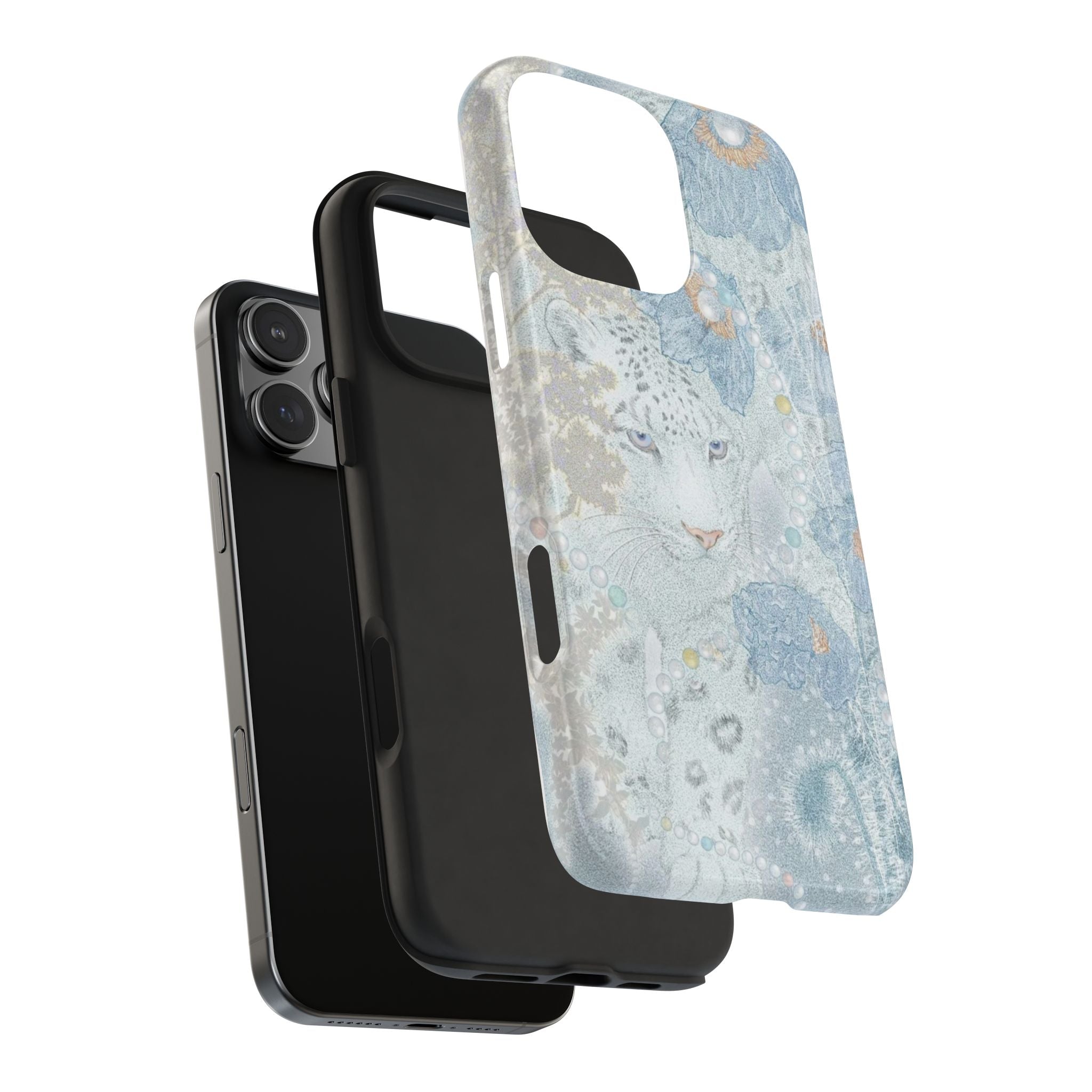 LIGHT BLUE WHIMSY LEOPARD PHONE CASE