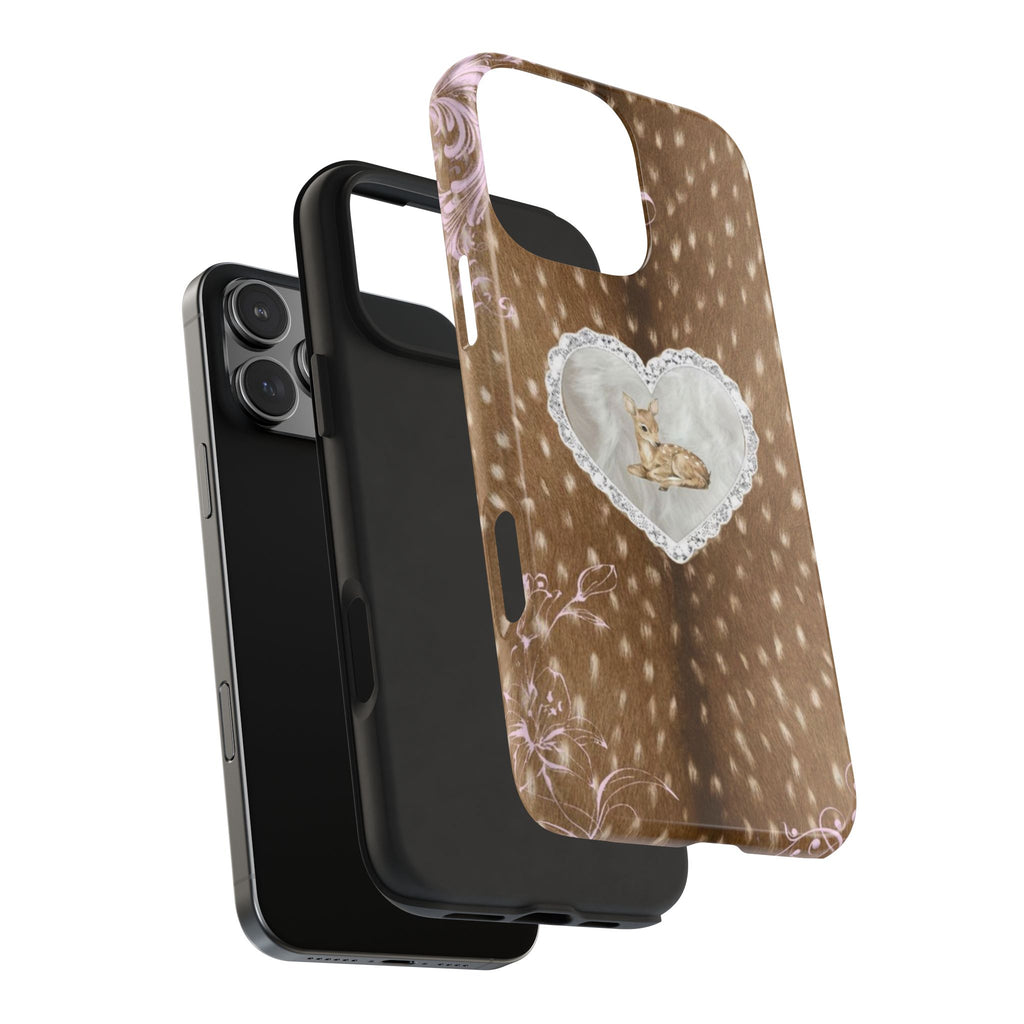 BROWN DEER HEART COQUETTE PHONE CASE