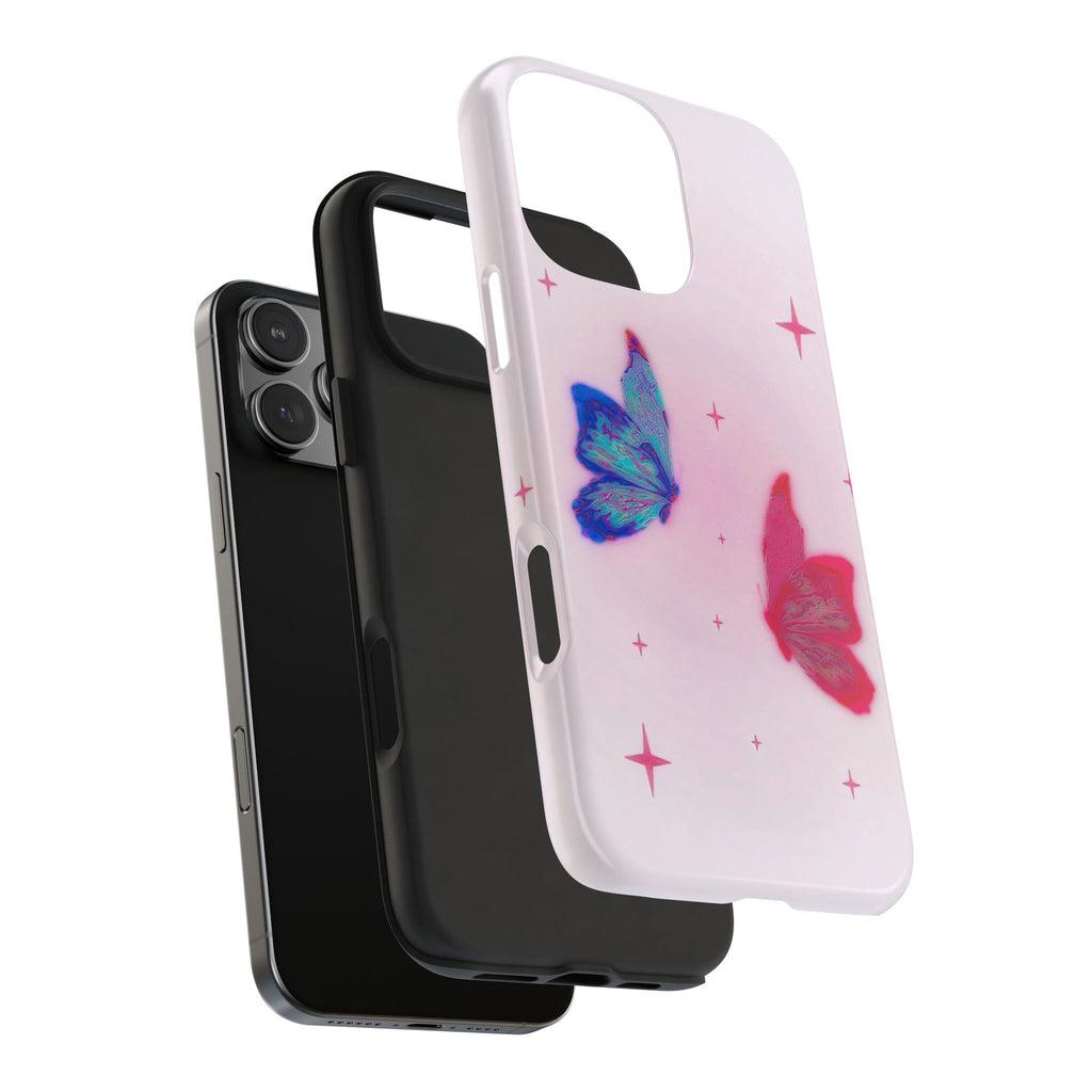 PINK & BLUE BUTTERFLY STARS PHONE CASE