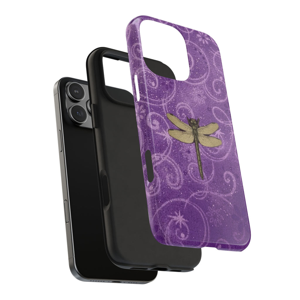 PURPLE GLITTER DRAGONFLY PHONE CASE