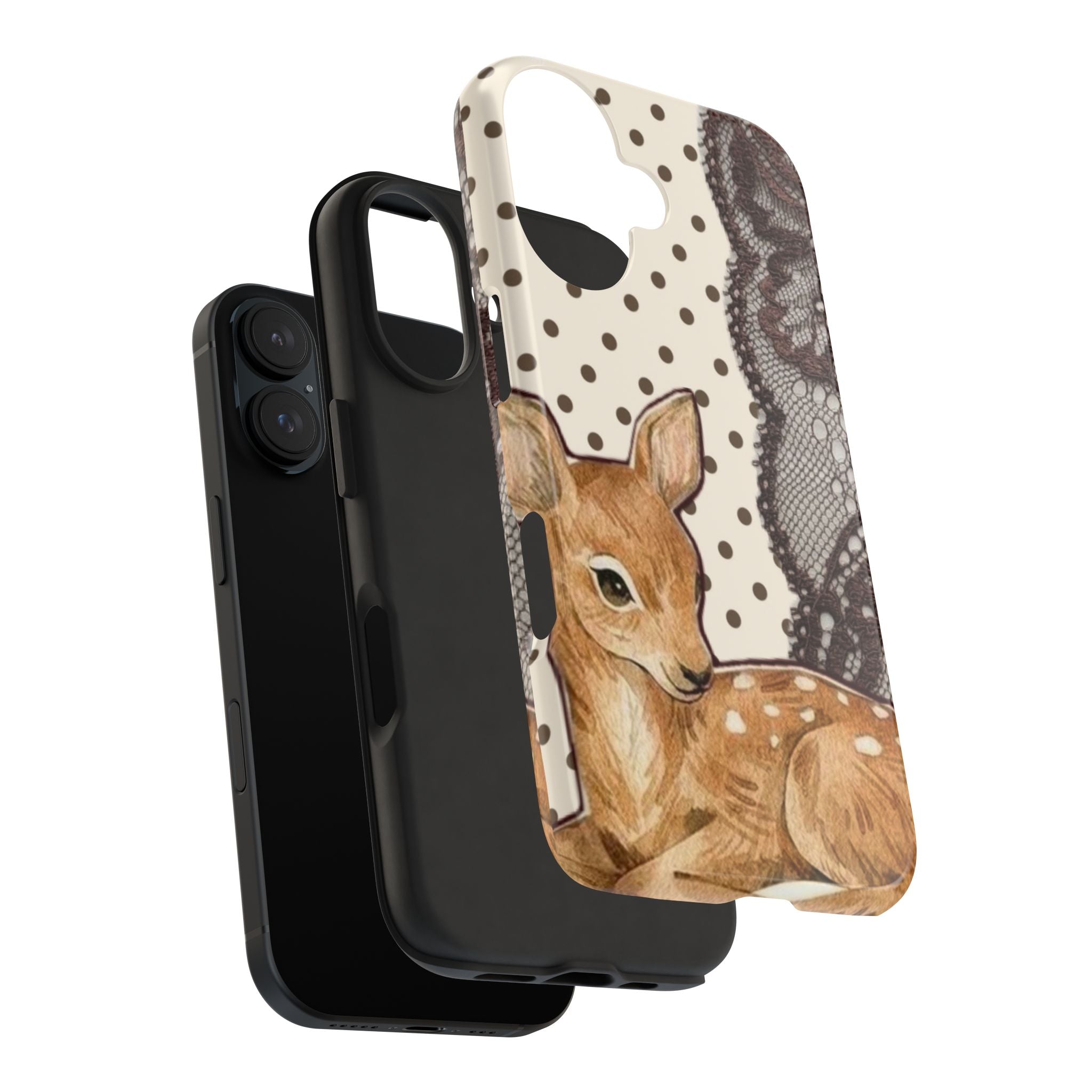 BROWN COQUETTE LACE DEER PHONE CASE