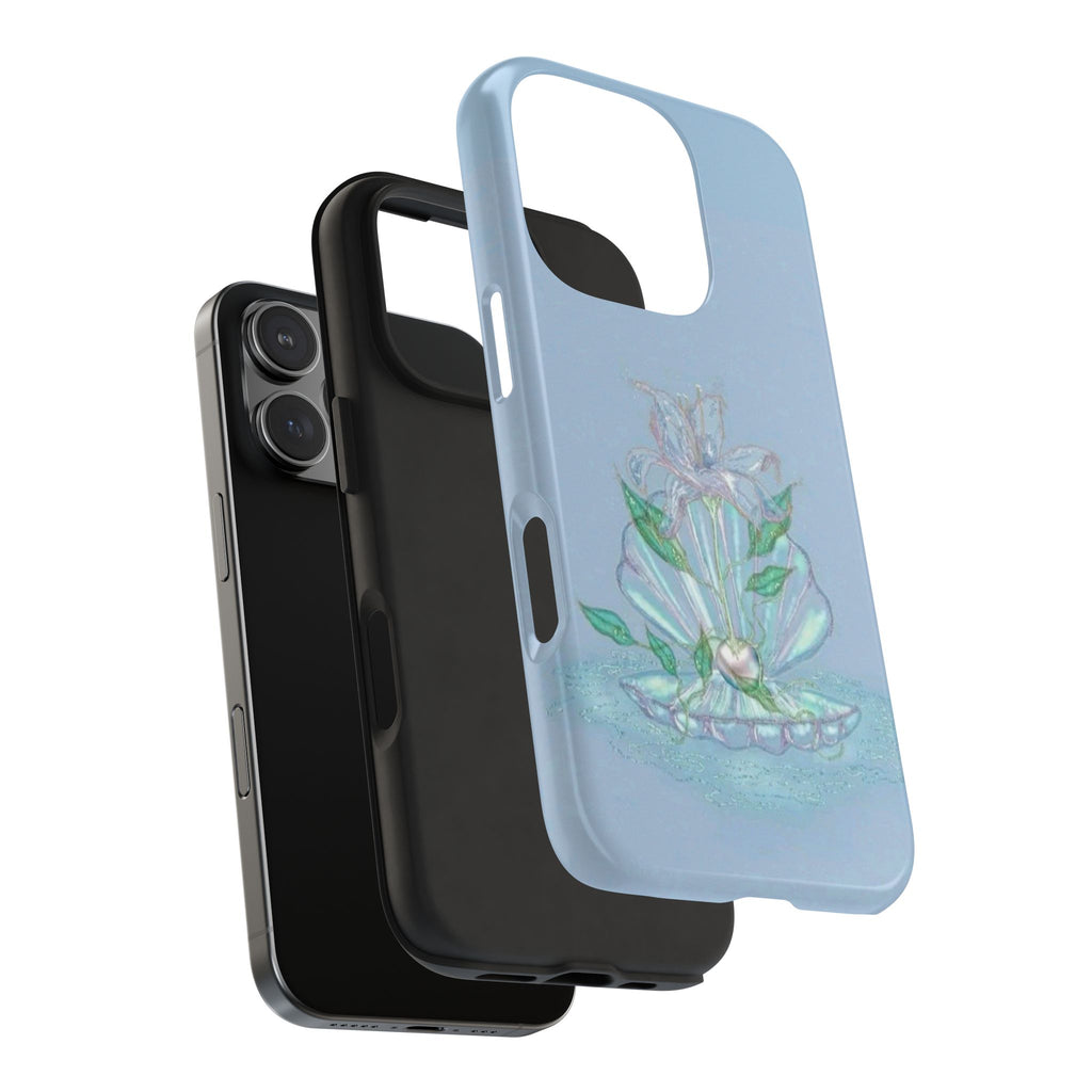 BLUE WHIMSY PEARLED SHELL PHONE CASE