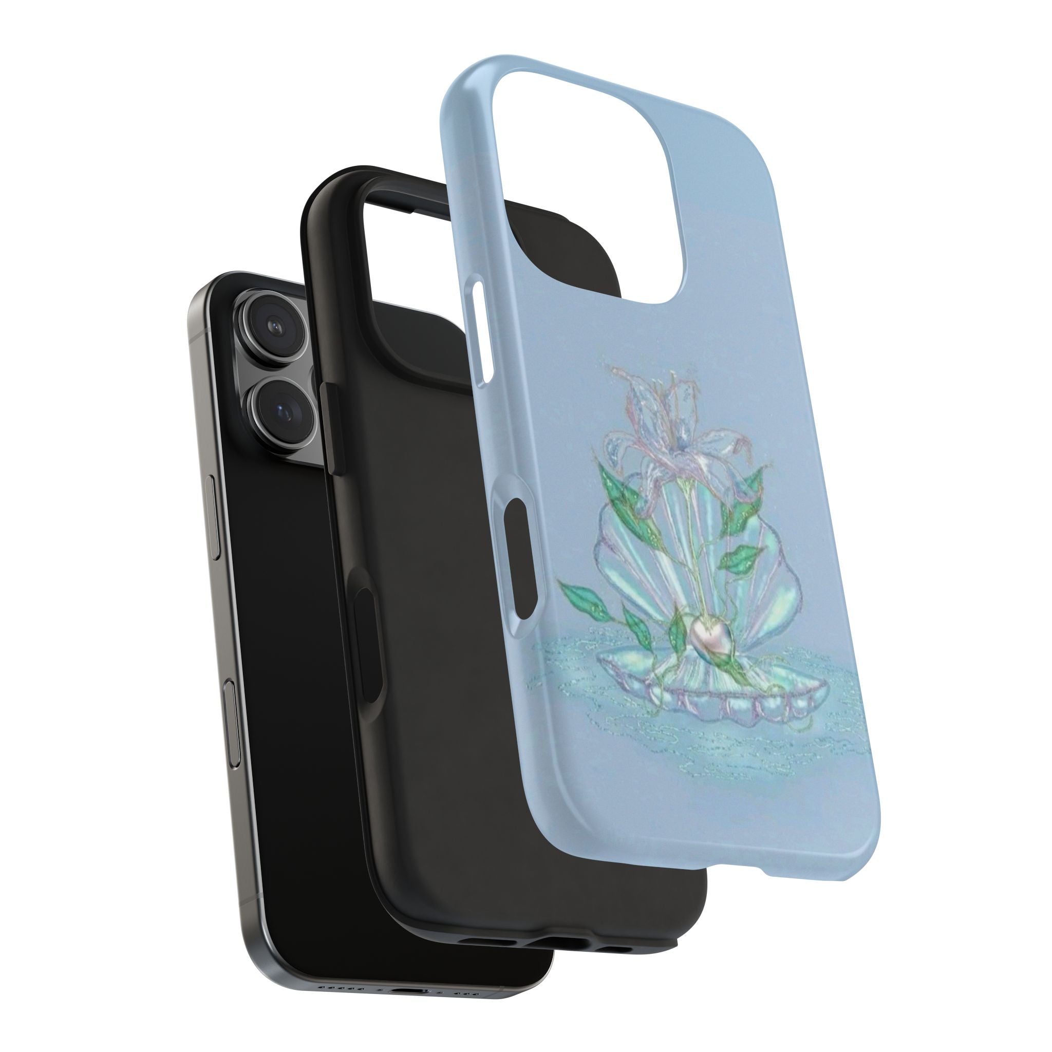 BLUE WHIMSY PEARLED SHELL PHONE CASE