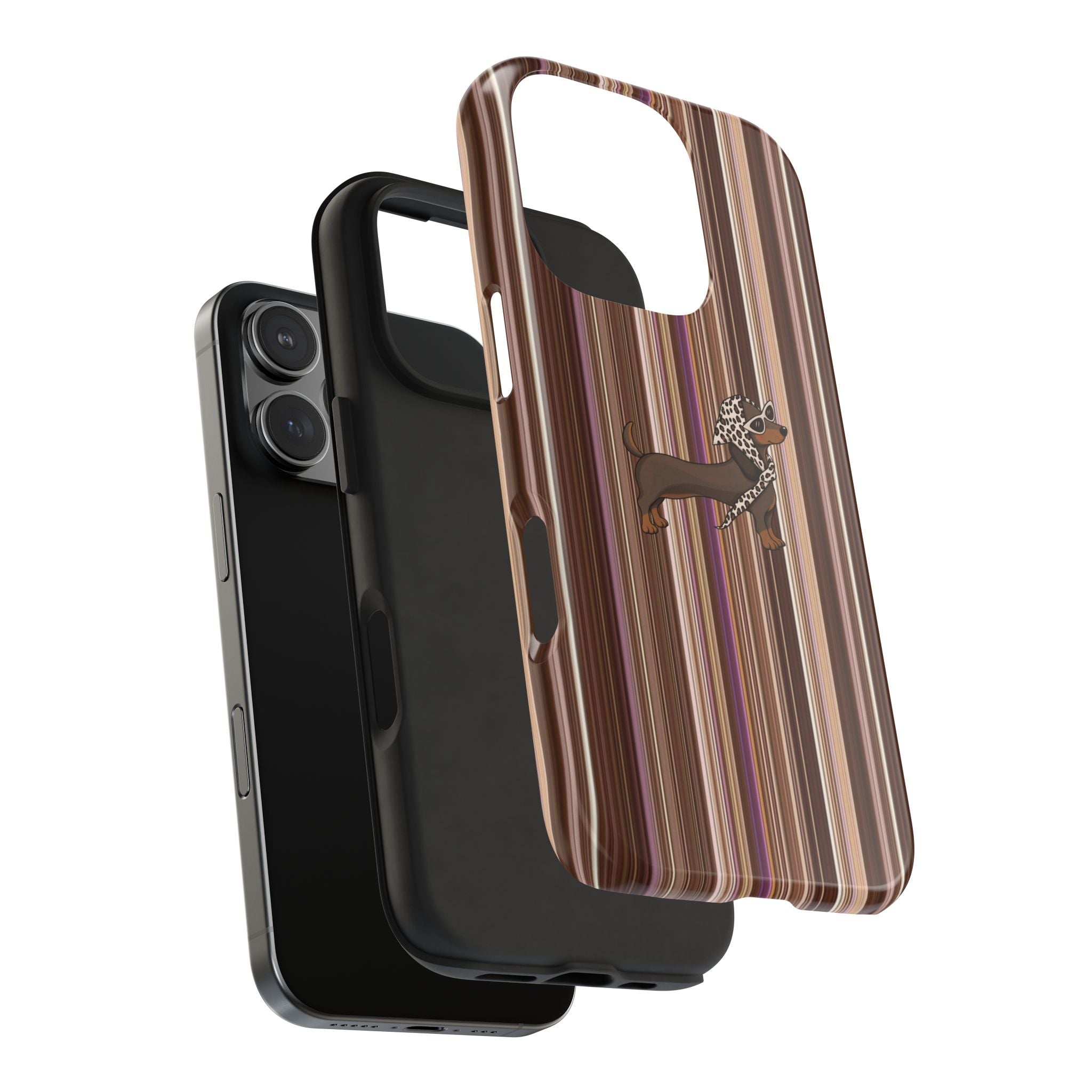 PREPPY FALL STRIPES DACHSHUND PHONE CASE