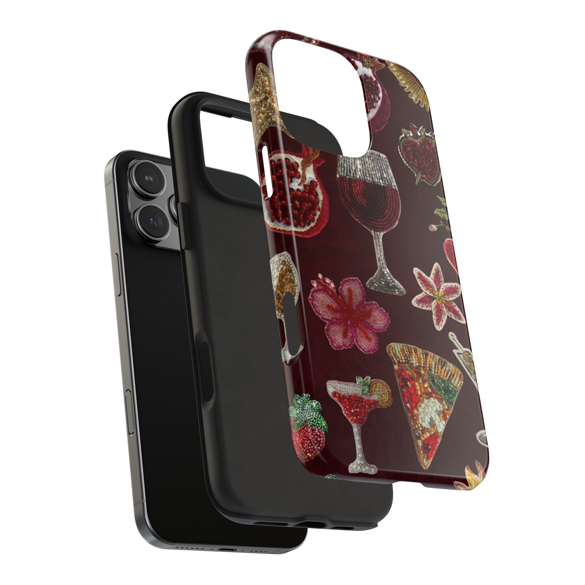 BURGUNDY EMBELLISHED GIRLS NIGHT PHONE CASE