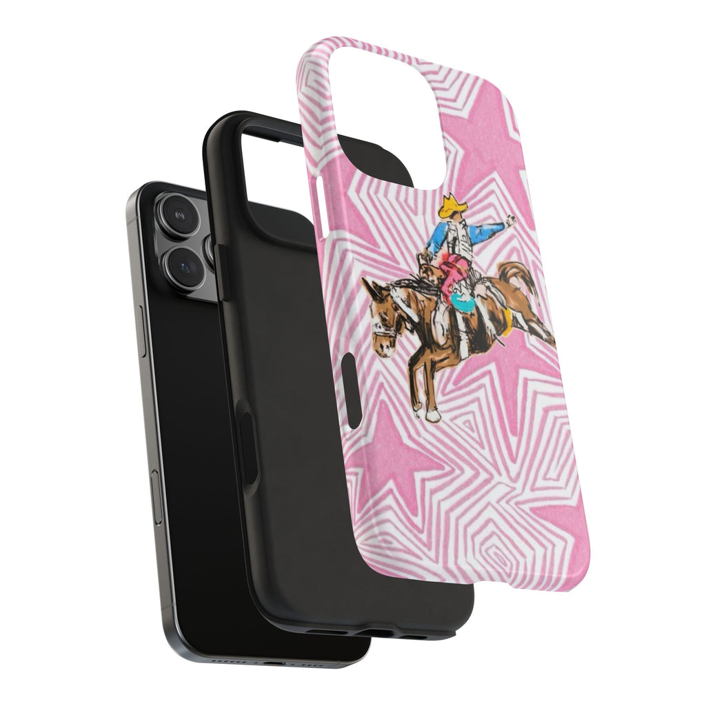 PINK WESTERN STARS COWBOY RODEO PHONE CASE