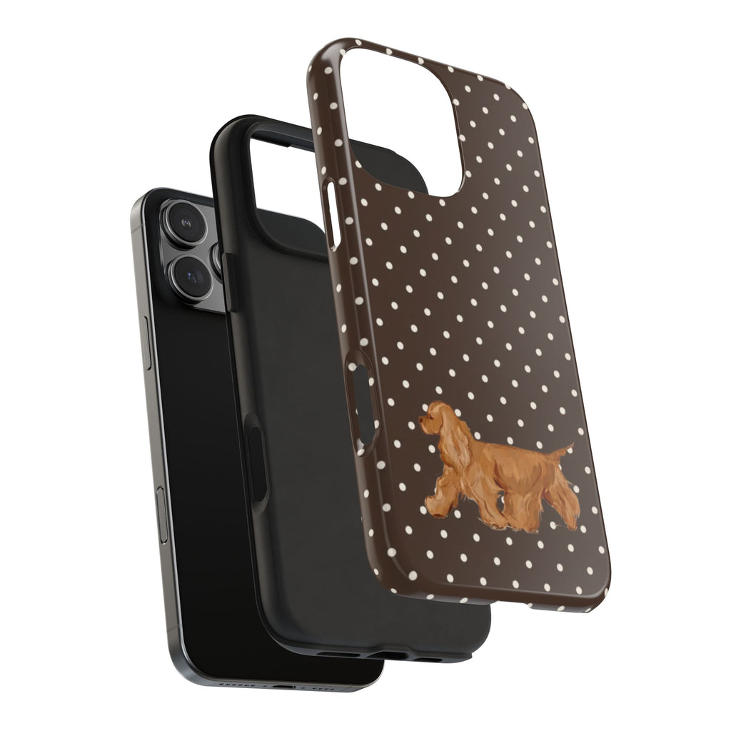 BROWN POLKA DOTS & SPANIEL PHONE CASE