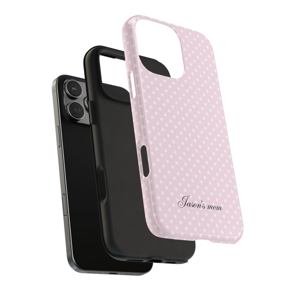 PERSONALIZED NAME CUSTOM PINK POLKA DOTS MINIMALIST PHONE CASE