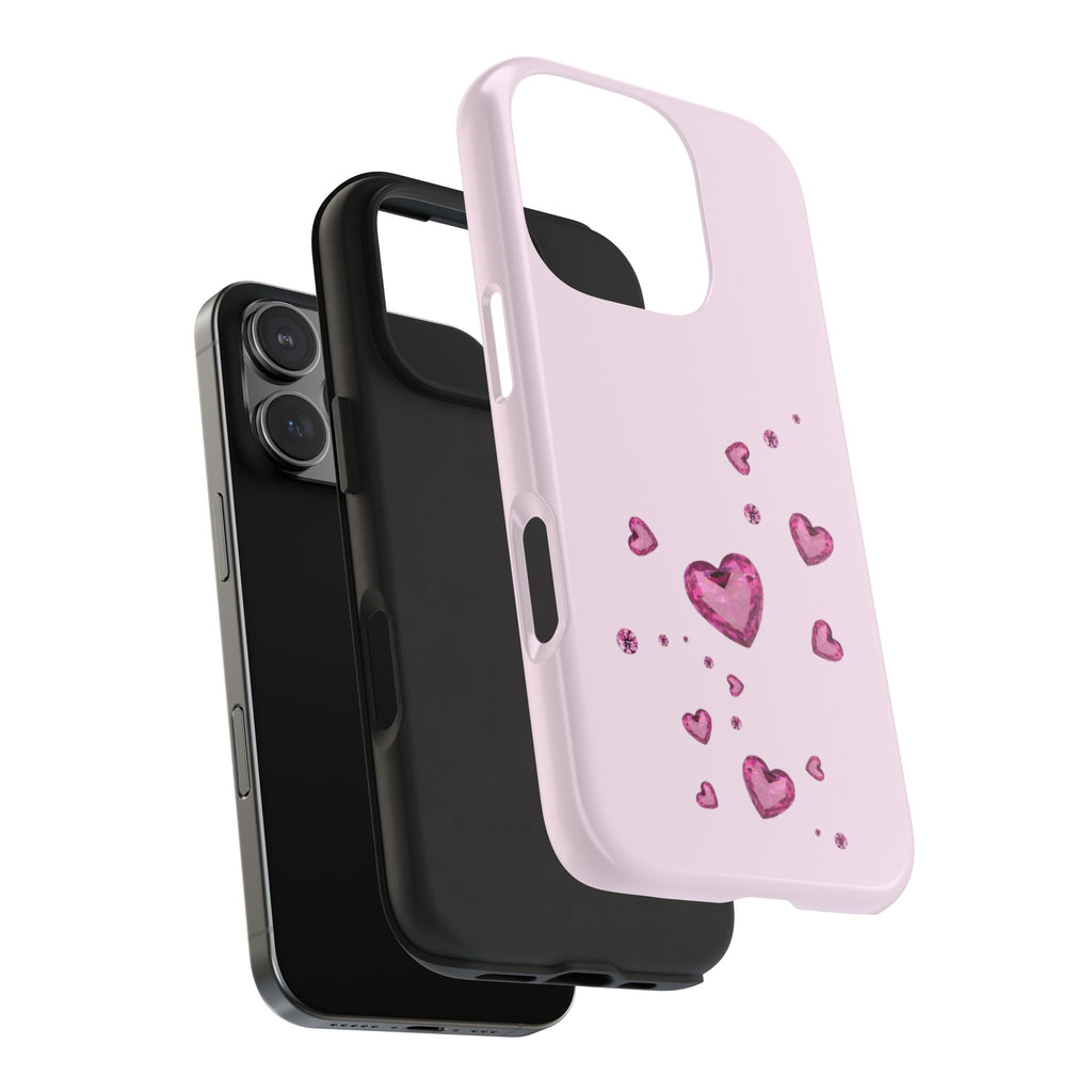 PINK HEART RHINESTONE GEMS PHONE CASE