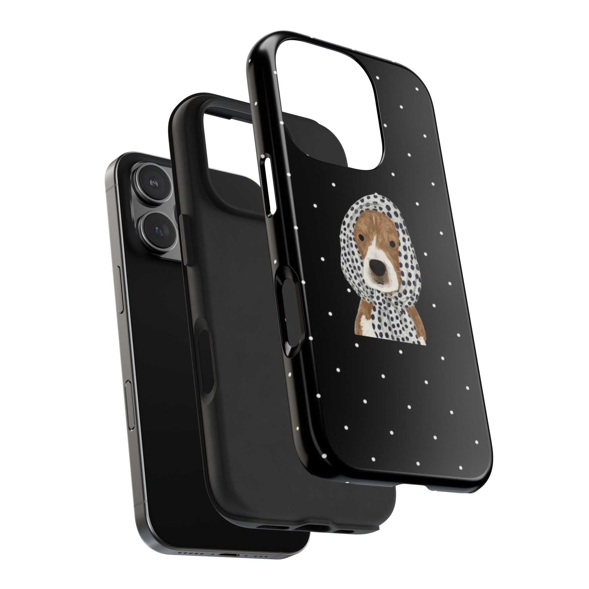 BLACK POLKA DOTS BEAGLE PHONE CASE