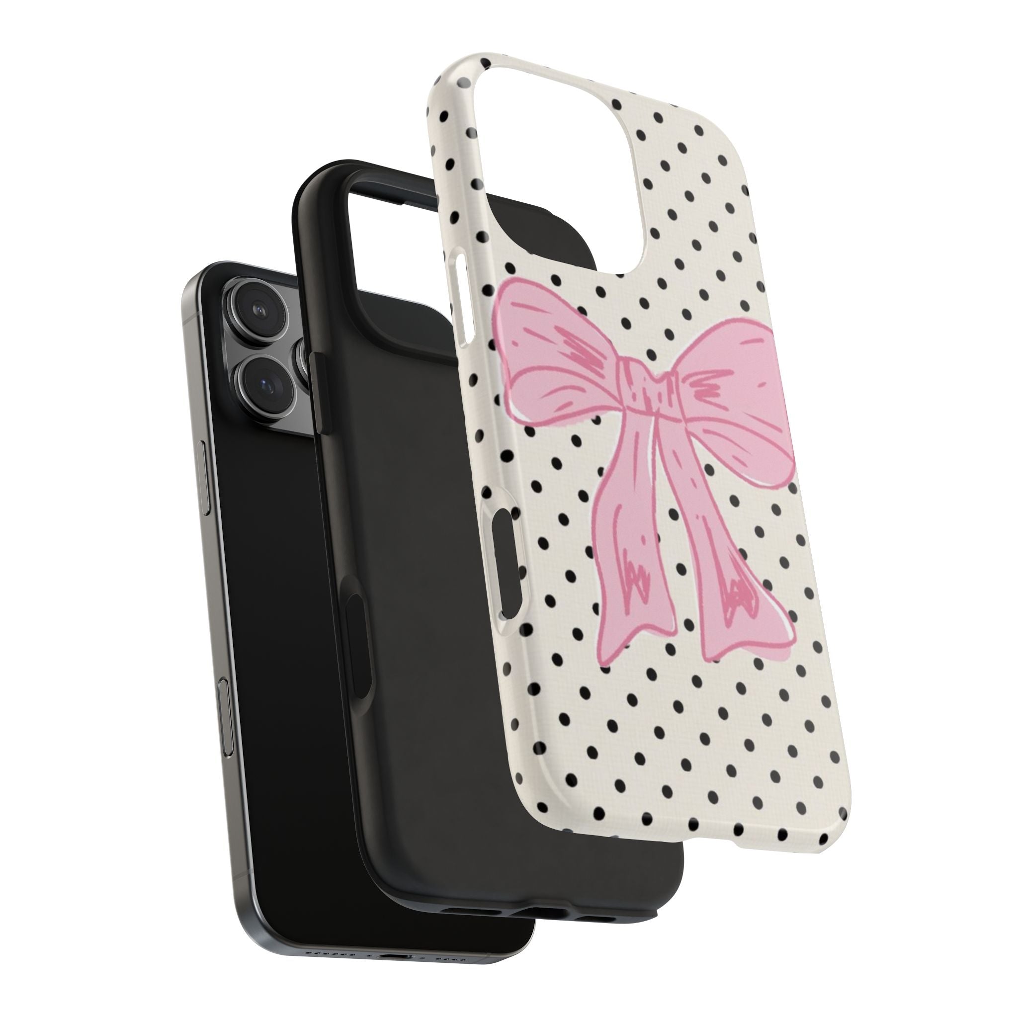POLKA DOTS PINK BOW PHONE CASE