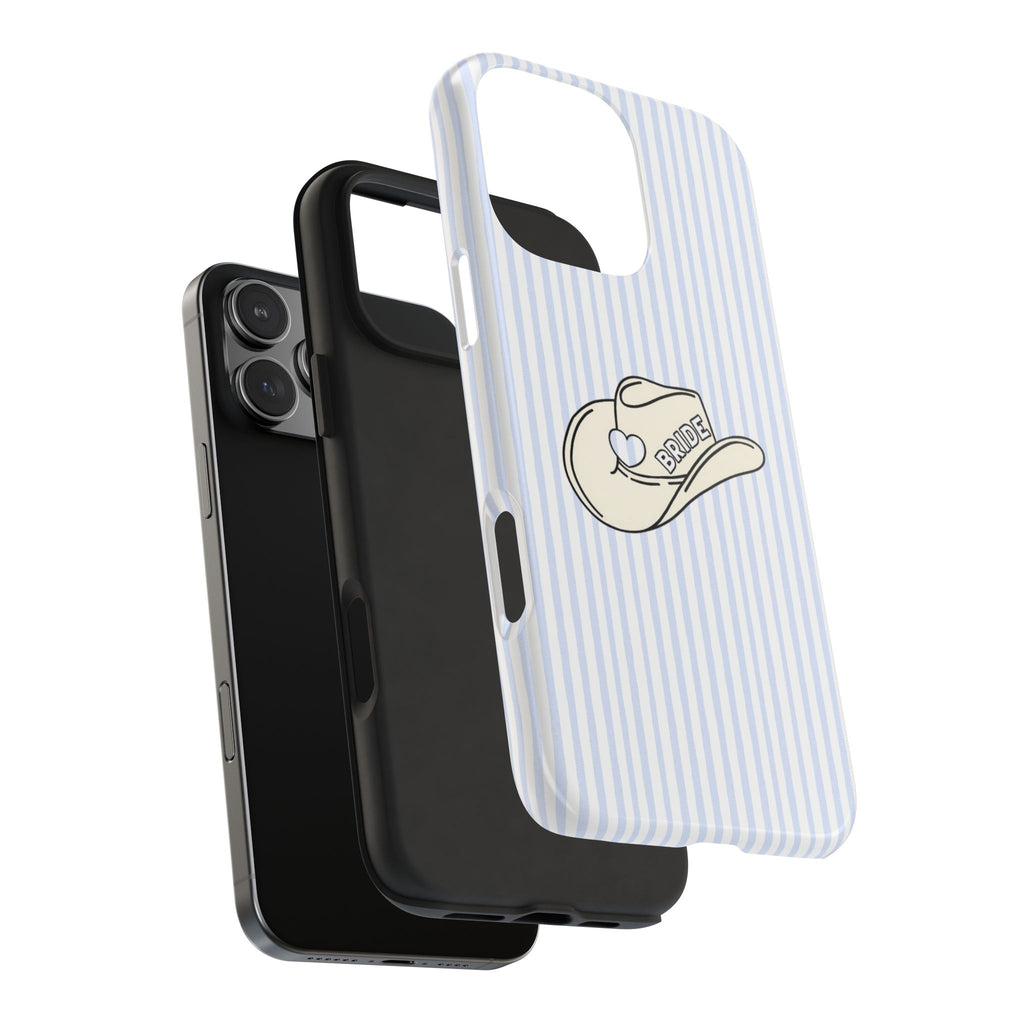 BLUE STRIPES COWGIRL HAT BRIDE PHONE CASE
