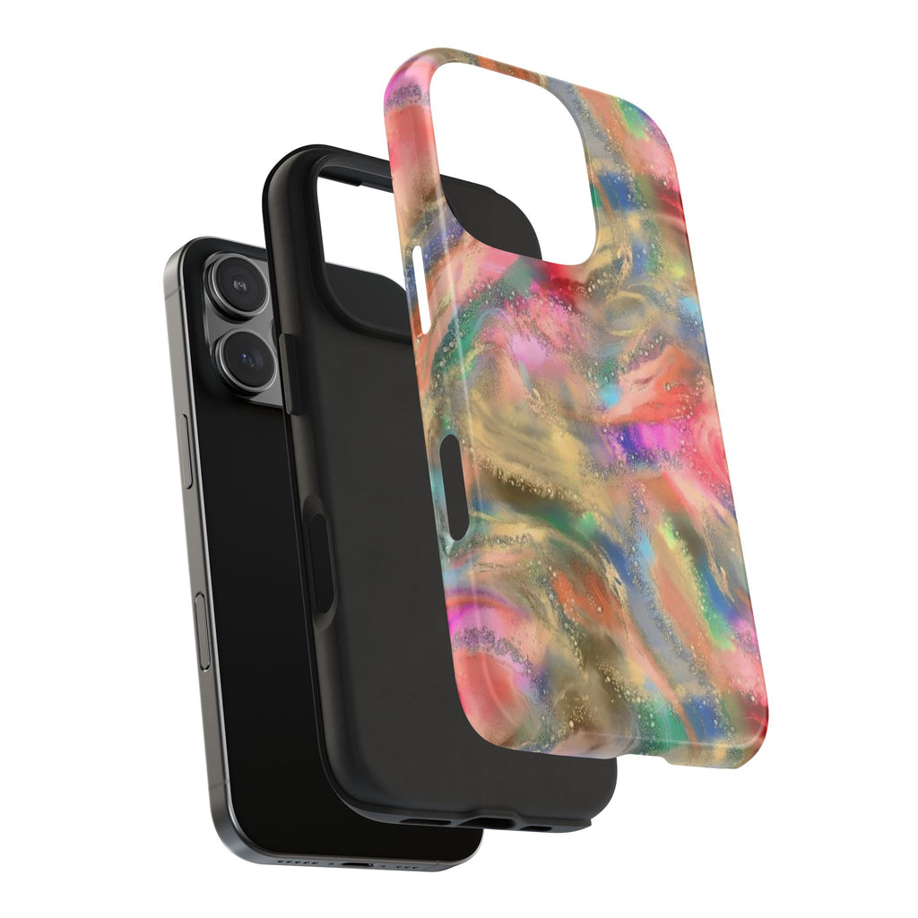 GOLD RAINBOW SWIRL PHONE CASE