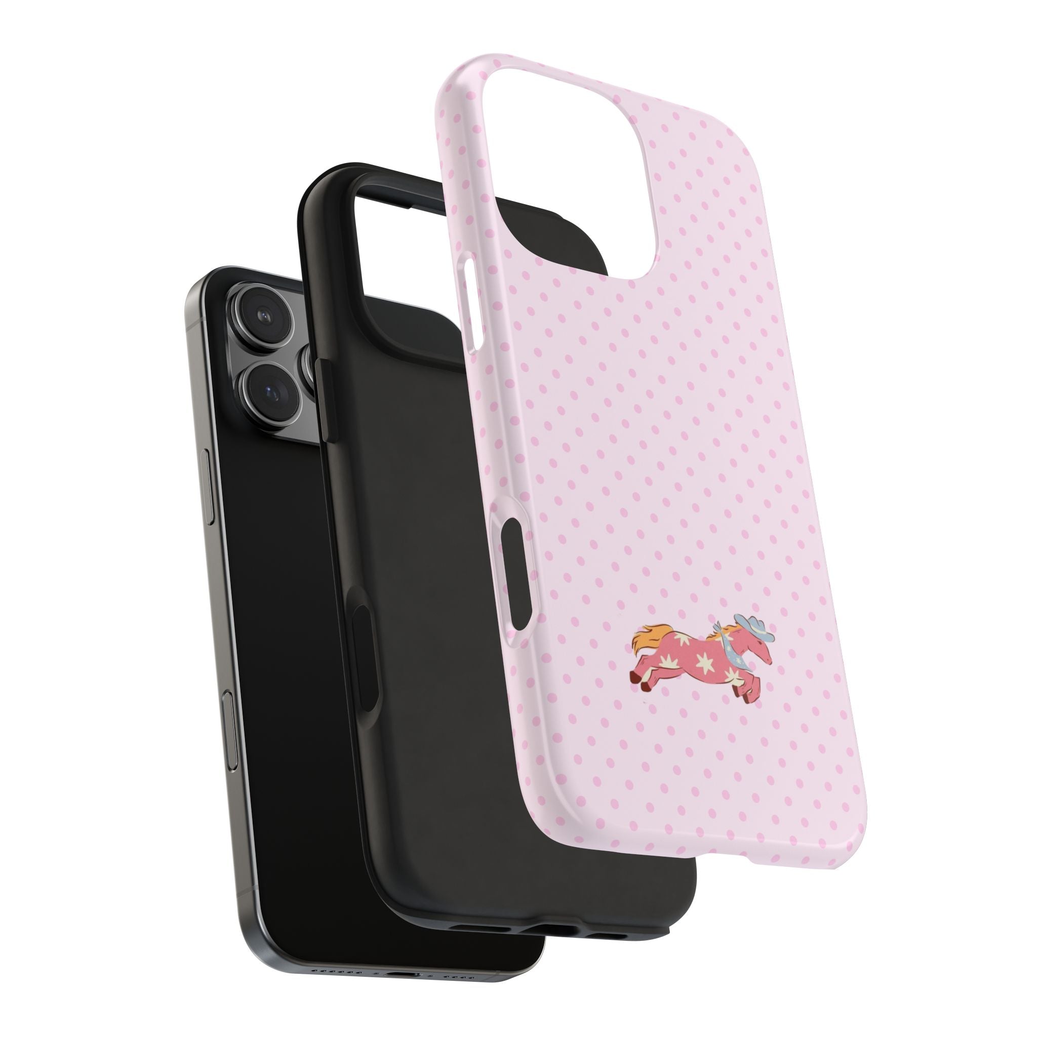 PINK POLKA DOTS WESTERN PONY HORSE PHONE CASE