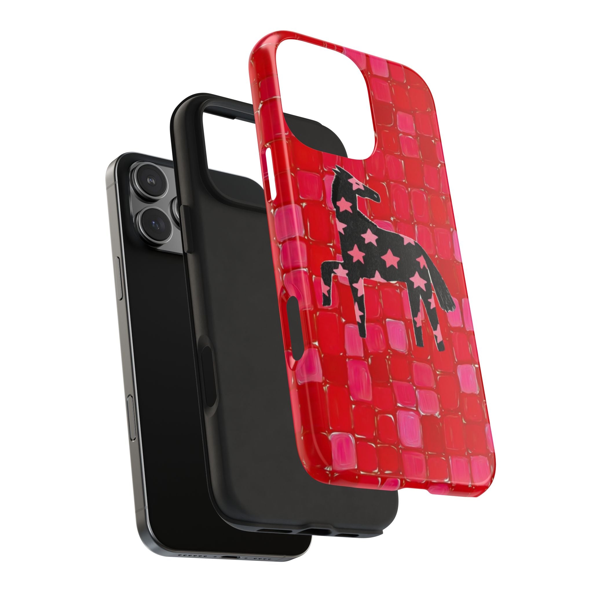 RED WESTERN MOSAIC HORSE PHONE CASE
