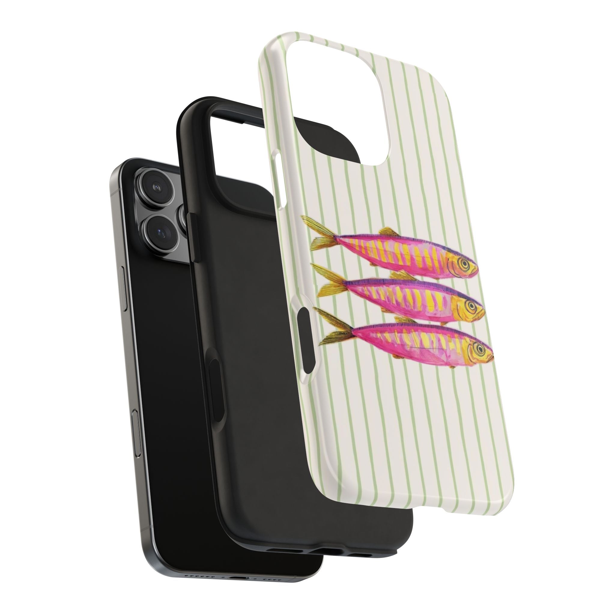 GREEN STRIPES PINK TROUT PHONE CASE