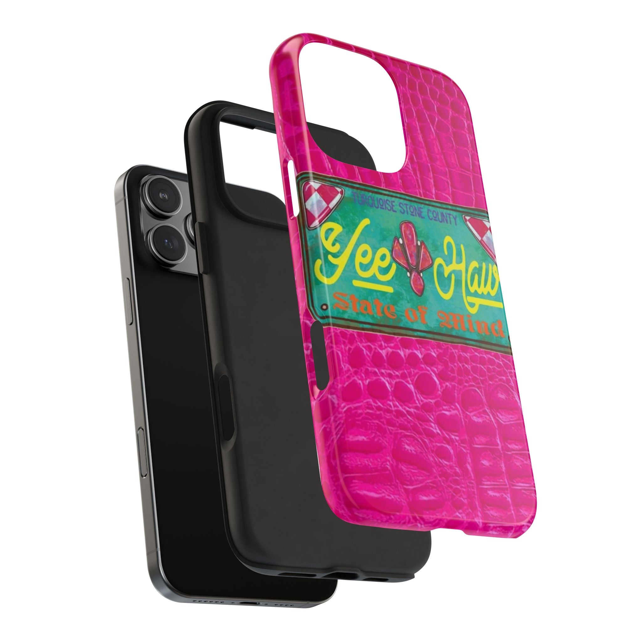 FUCHSIA PINK CROC YEEHAW STATE OF MIND COUNTRY PHONE CASE