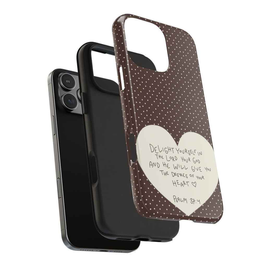 BROWN POLKA DOTS PSALM 37:4 PHONE CASE