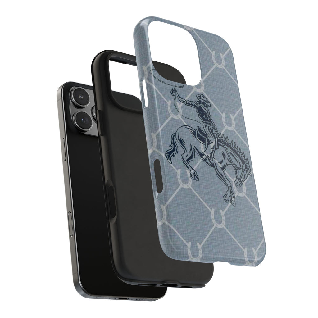 BLUE HORSESHOE RODEO COWBOY PHONE CASE