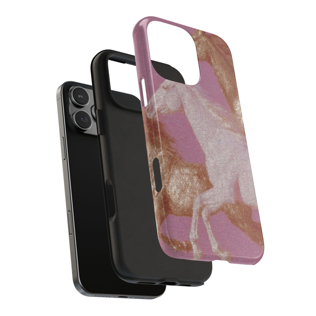 PINK GLITTER COUNTRYSIDE HORSES PHONE CASE