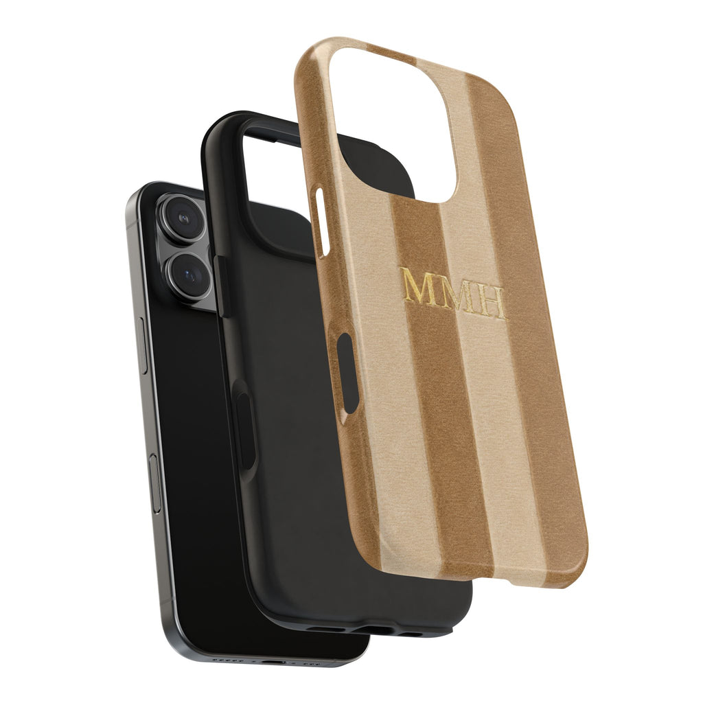 PERSONALIZED CAMEL STRIPES INITIALS NAME CUSTOM PHONE CASE