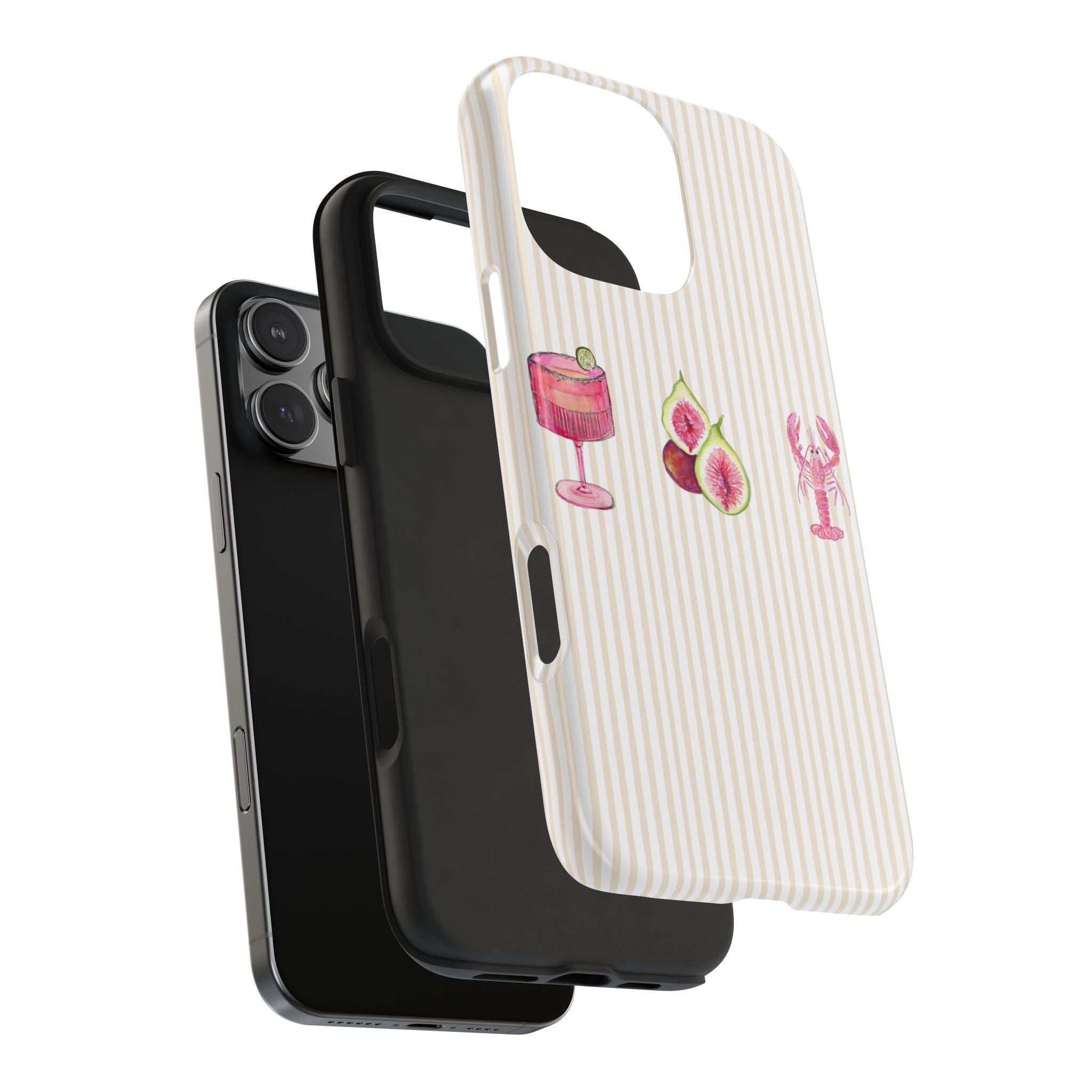 BEIGE STRIPES PINK SUMMER ESSENTIALS PHONE CASE
