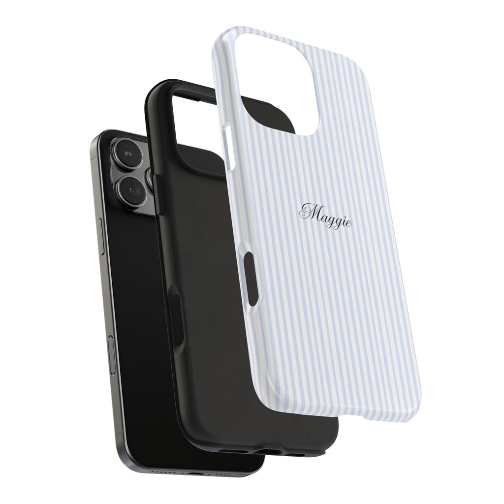PERSONALIZED NAME CUSTOM BLUE STRIPES MINIMALIST PHONE CASE