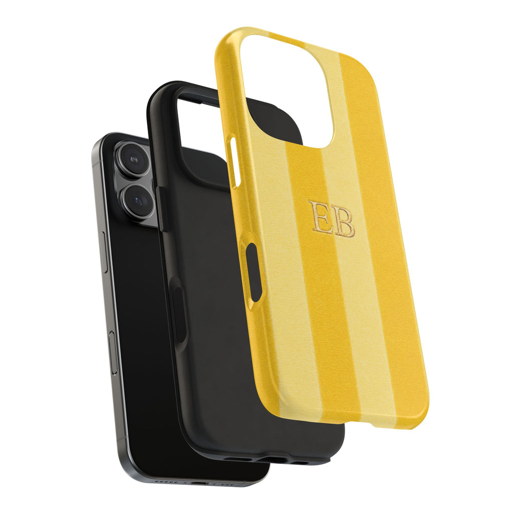 PERSONALIZED YELLOW STRIPES INITIALS NAME CUSTOM PHONE CASE