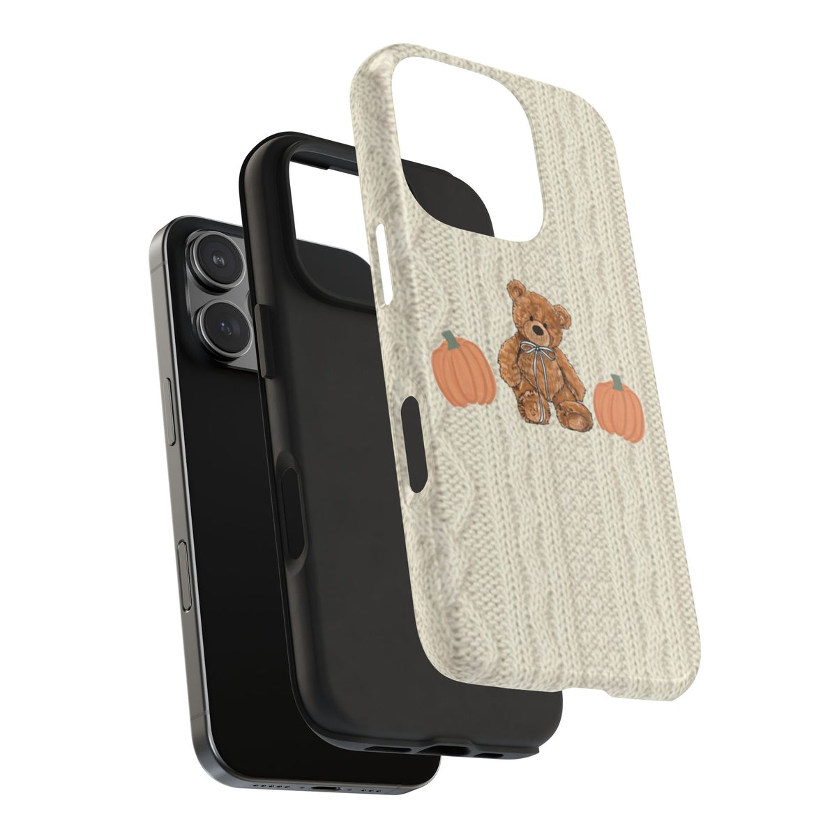 BEIGE KNIT PUMPKINS PHONE CASE