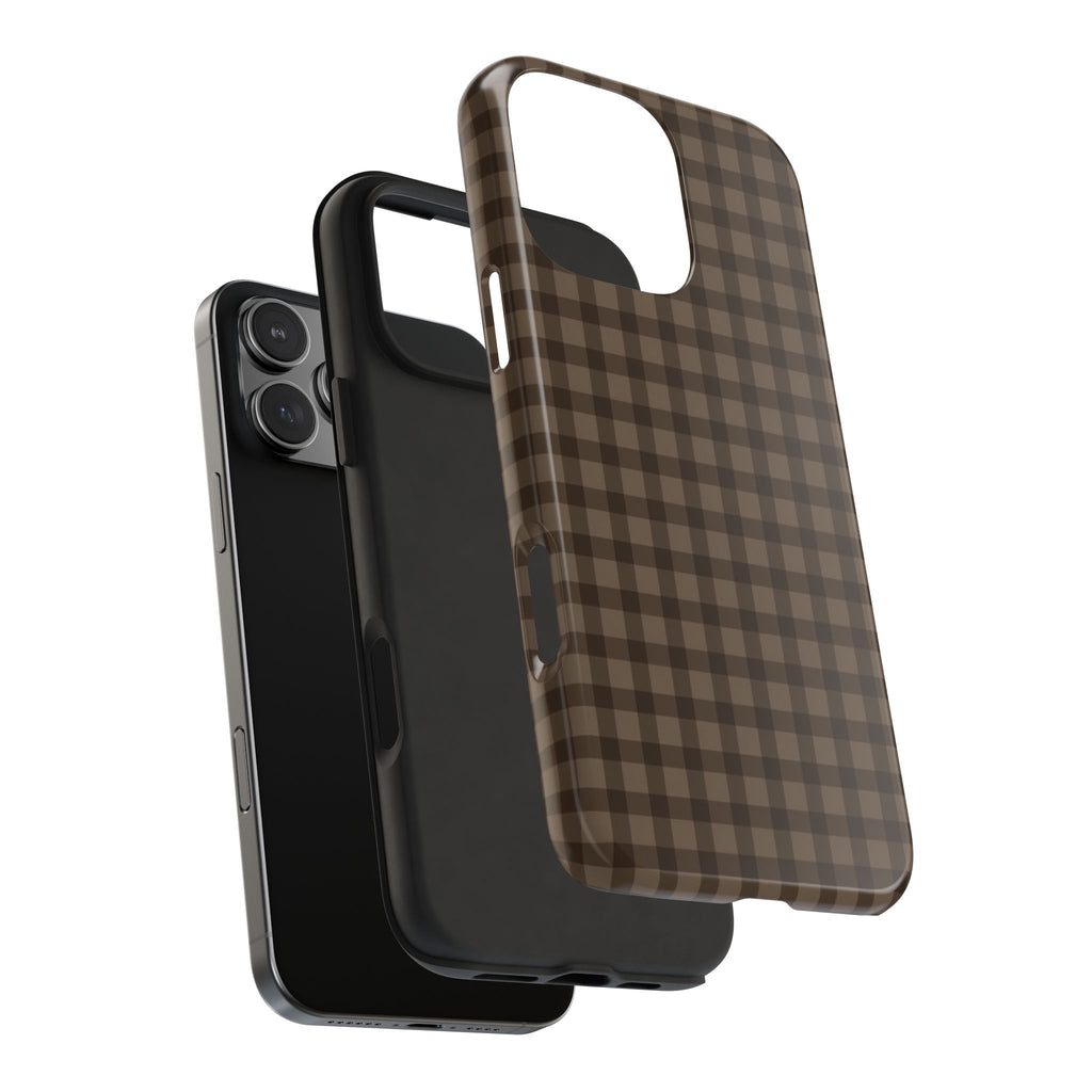 AUTUMN BROWN GINGHAM PHONE CASE