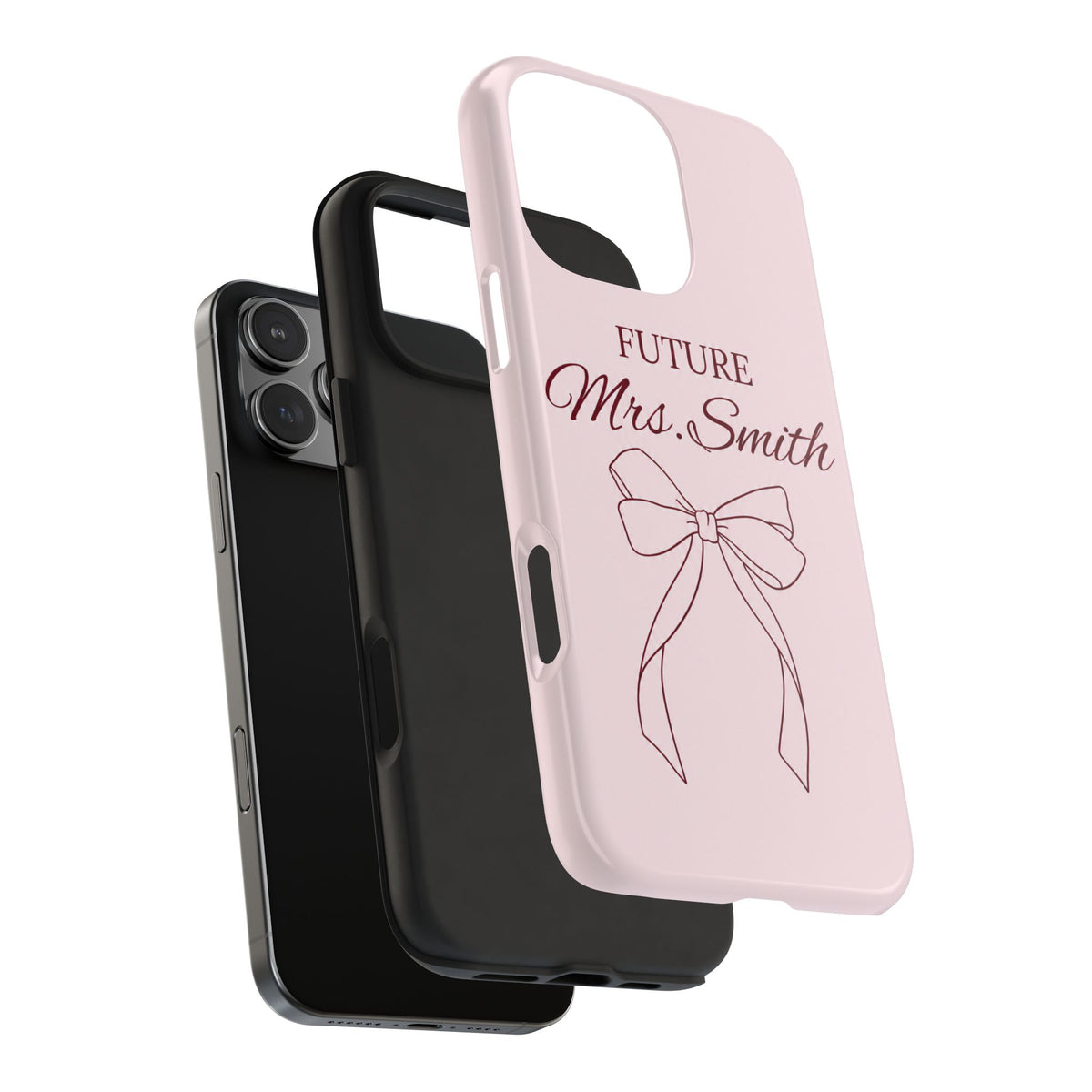 PERSONALIZED PINK FUTURE MRS BRIDAL BOW CUSTOM NAME WEDDING PHONE CASE